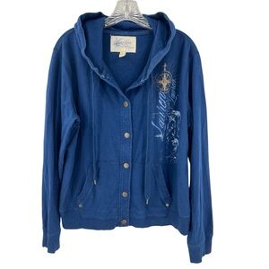 Vintage Lauren Ralph Lauren Y2K Women's Blue Bomber Jacket XL